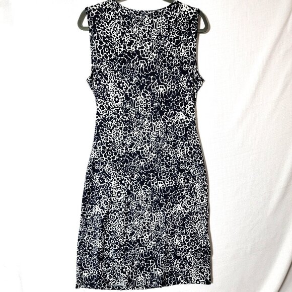 LEL Long Elegant Legs Womens Dress Sz M Ruched Waist Sleeveless Black White USA - Picture 2 of 12